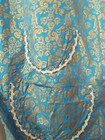 Vintage Full Smock Apron 1960 s Mod Chintz Cotton Blue Gold Paisley