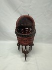 Vintage Wicker  Metal And Wood Baby Stroller Carriage With Hood  