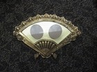 Antique Brass Fan Picture Frame With Felt Lined Stand  Art Nouveau Vanity Frame