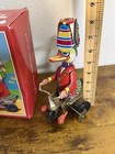 Vintage Schylling Duck On Bike Tin Wind Up Toy With Original Box - Working 