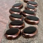 Window Cut Copper Trim Black Oval 12 Czech Glass Beads