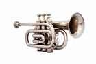 Antique Beautiful Brass Nickel Finish Pocket Trumpet Gift For Him