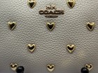 Nwt Coach Corner Zip Wristlet With Heart Rivets Cdf06  Chalk gold  Sold Out  