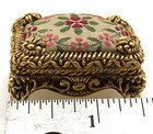 Vintage Corday Fame Le Tabouret Gold Tone Upholstered Footstool Perfume Solid