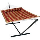 10-3 4 Ft  Quilted 2-person Hammock With 12 Ft  Stand In Red Stripe