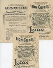  3  Different Vintage  woolson Spice Company  Advertising Cards  lion Coffee 