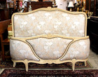 French Antique Louis Xv Full Size Upholstered Bed Painted White Frame