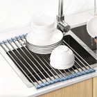Over The Sink Dish Drying Rack     Roll Up Stainless Steel  Foldable Dish Drainer