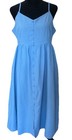 Universal Thread Women s Blue Chambray Cotton V-neck Open Back Tie Midi Dress L