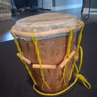 Vintage Garifuna Drum Handcrafted Wood Animal Hide Musical Instrument African 