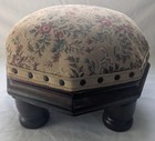 Octagon Antique Victorian Tapestry Padded Footstool Ottoman Floral 14 w X 10 t