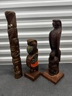 Lot 3 Maori Tiki Totem Wall Masks Tribal Wooden Statue Sculpture Bar Decor Eagle