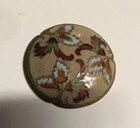 Antique French Enamel Button Triskelion Champleve Turquoise Browns W Shank