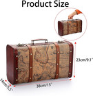 Vintage Wooden Storage Chest  Portable Decorative Luggage Suitcase  Treasure Che