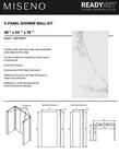 Miseno Msw784834-wt Readyset 48x34x78 5 Panel Alcove Shower Wall Kit White Tile
