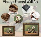 Vintage Gold Framed Funny Opossum Wall Art Quirky Renaissance Animal Canvas P   