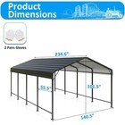 12x20 Ft Metal Carport  Heavy Duty Galvanized Shelter For Pickup  Car  Tractor