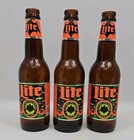 3x Vintage Miller Lite Orange And Black Label Halloween Bottles Empty