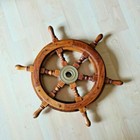 Vintage Wood Brass Ship Wheel Large Wooden Helm Nautical Maritime Wall Best Item