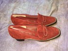 Rockabilly Granny  Red Suede Shoes 7 5 B Red Cross Euc Vintage  