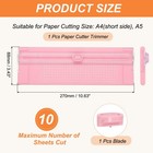 Paper Cutter Trimmer  A4 Straight Portable Paper Slicer with 1 Blade  Pink