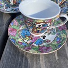 Vintage Chinese    thousand Flowers    Tea coffee Set  Gilt  Made In China 14 Pc