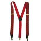 Vintage Gillmons Dog Print Suspenders Mens Y Back Red Elastic Black Leather Clip