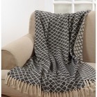 50 x60  Diamond Tassel Throw Blanket Black - Saro Lifestyle