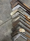 10 Vintage Antique Gold Clubs Wooden Shafts