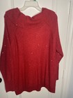 Chico   s Red Sequined Cowl Neck Sweater