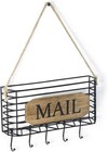 Mail Organizer Wall Mount  Rustic Mail Holder Key Holder For Wall With Hooks    