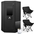 Portable 1600w 4l Steam Sauna 2-person Home Spa With Red Light 2 Folding Chairs
