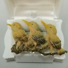 Vintage Celluloid Three Bird On Branch Brooch Plastic Made In Japan