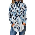 Womens Long Sleeve Turtle Neck Casual Floral Tops Thermal Shirts For Fall Winter