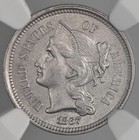 1867  3cn Three Cent Nickel  Ngc Au55     8404746-035