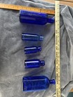 Cobalt Blue Bottles Pharmaceutical Medical Glass Vintage Set Lot Of 5