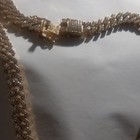 Gold Tone Cuban Link Chain Necklace Pav   Round Rhinestones Box Clasp