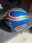 Vintage Premier Motorcycle Helmet Flake Paint Open Face Biker Decor
