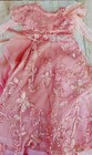 Sp Vintage Girl Tiered Coral Pink   Gold Embroidered Gown Floral Applique Ruffle
