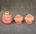 Vintage Antique Eapg Pink Milk Glass Salt   Pepper Shakers Set Of 3