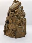 Antique 19th C  Folk Art Memory Jug Glass Jar Bottle Americana Handmade Ooak