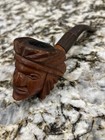 Native American Figure Pipe  Ceremonial Indian Face Smoking Pipe   Walnut Wooden
