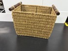 Woven Seagrass Storage Basket Set Wood Handles Boho Farmhouse Organizer Bin
