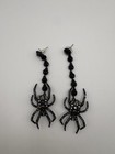Black Spider Drop Dangle Earrings Halloween Witch Goth Rhinestone