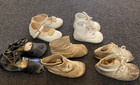 Antique   Vintage Lot 5 Leather Baby Toddler Doll Shoes