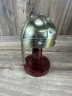 Medieval Mini Brass Norman Helmet With Wooden Stand Home Decor Gifts
