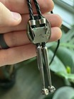 Vintage Sterling Silver And Onyx Stone Native Bolo Tie