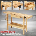 50  x 20  Heavy Duty Oak Workbench Work Table W  Drawer   Adjustable Handle