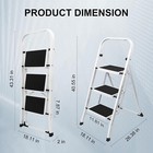 3 Step Ladder Foldable Steel Stool With Wide Anti-slip Pedals Convenient White