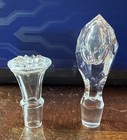Vintage Clear Cut Glass Decanter Bottle Stopper Lot Of 2 Multi-facet